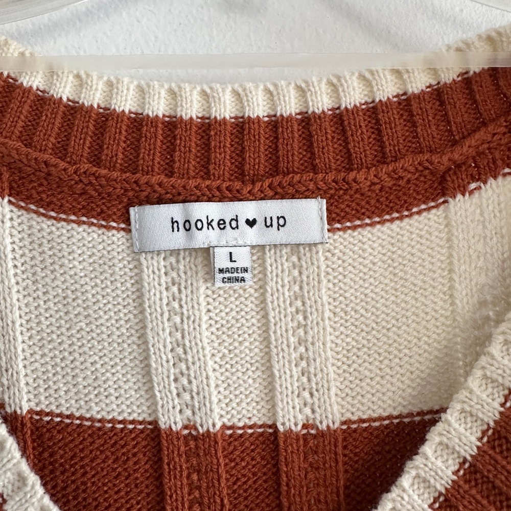 Burnt Orange and Cream Knit Sweater Vest - Picture 2 of 6